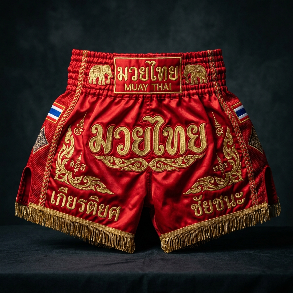 Classic Muay Thai Shorts - Red/Gold